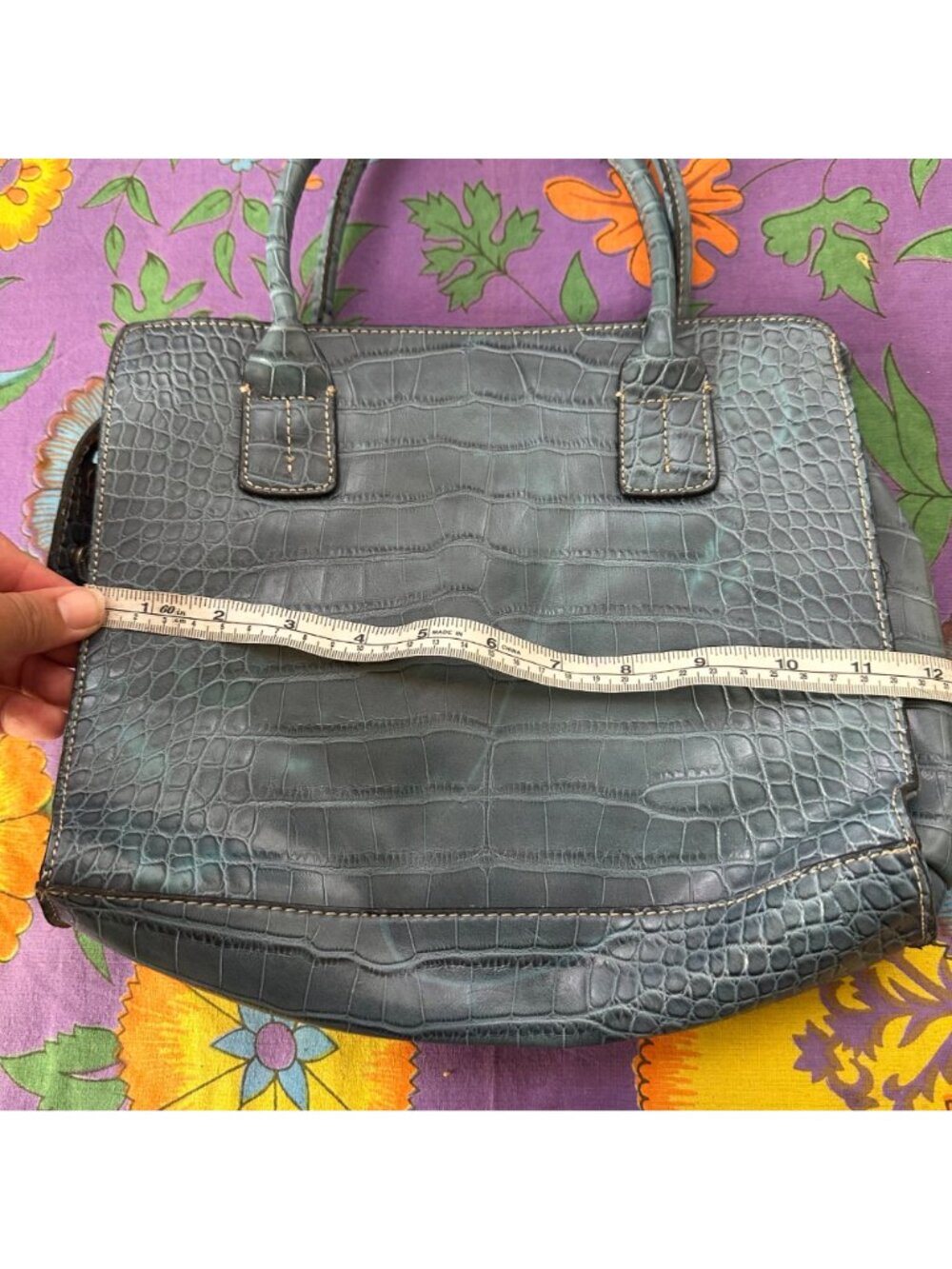 Tommy Hilfiger Vintage Y2K faux leather blue snake skin hand bag purse - Picture 2 of 11